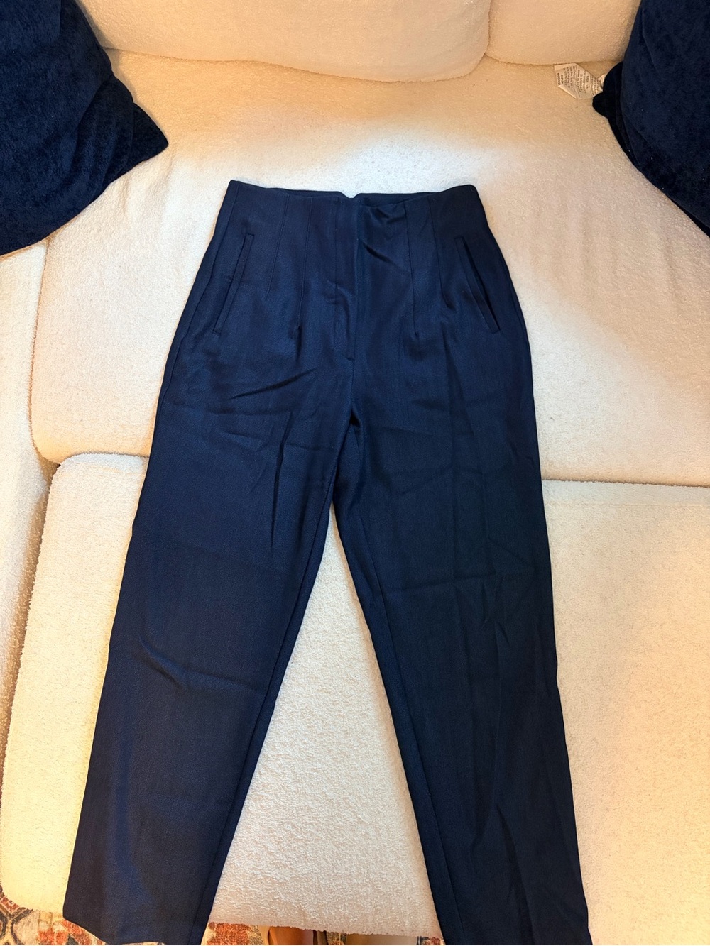 Zara Dark Navy High-Waist Tailored Trousers